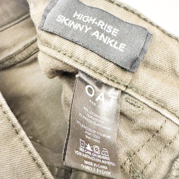 OAT NY High Rise Skinny Ankle Green Cargo Utility Pocket Pants Size 24 - Picture 7 of 8
